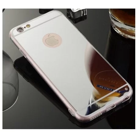 Zrcadlový TPU obal na iPhone 8 - Stříbrný