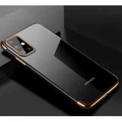 TPU obal na Samsung Galaxy A71 s barevným rámečkem-Zlatá