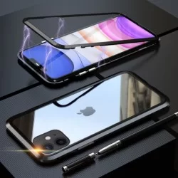 Magnetický kryt s tvrzenými skly na iPhone 7-Černá