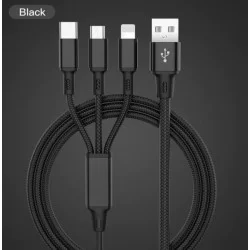 Nabíjecí USB kabel 3v1 s konektory - microUSB, USB-C, lightning