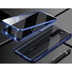 Magnetický kryt s tvrzenými skly na Xiaomi Redmi 9-Modrá