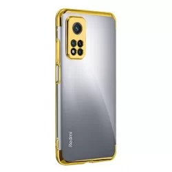 TPU obal na Samsung Galaxy S21 Ultra 5G s barevným rámečkem-Zlatá