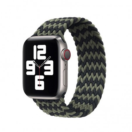 Pletený nylonový řemínek navlékací pro Apple Watch 42/44mm-Černo-zelená