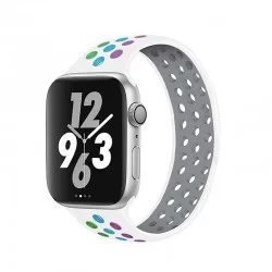 Silikonový sportovní řemínek navlékací pro Apple Watch 38/40mm-Bílo-barevná