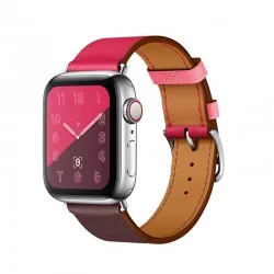 Stylový kožený řemínek s klasickou sponou pro Apple Watch 38/40mm-Růžovo-vínová