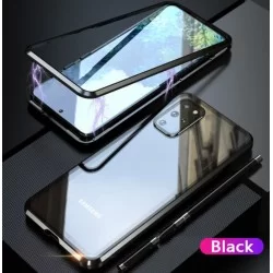 Magnetický kryt 360° s tvrzenými skly na Samsung Galaxy A52-Černá