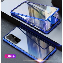 Magnetický kryt  360° s tvrzenými skly na Samsung Galaxy A32 5G - Modrá