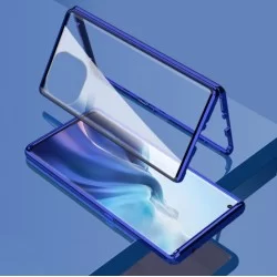 Magnetický ALU rámeček 360° s tvrzenými skly na Xiaomi 11 Lite-Modrá