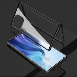 Magnetický ALU rámeček 360° s tvrzenými skly na Samsung Galaxy A22 5G - Černá