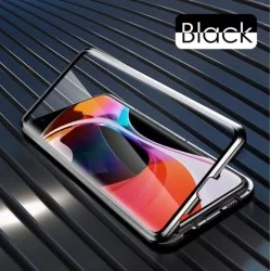 Magnetický ALU rámeček 360° s tvrzenými skly na Samsung Galaxy A22 5G-Černá