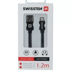 DATOVÝ KABEL SWISSTEN TEXTILE USB / LIGHTNING 1,2 M-Černá