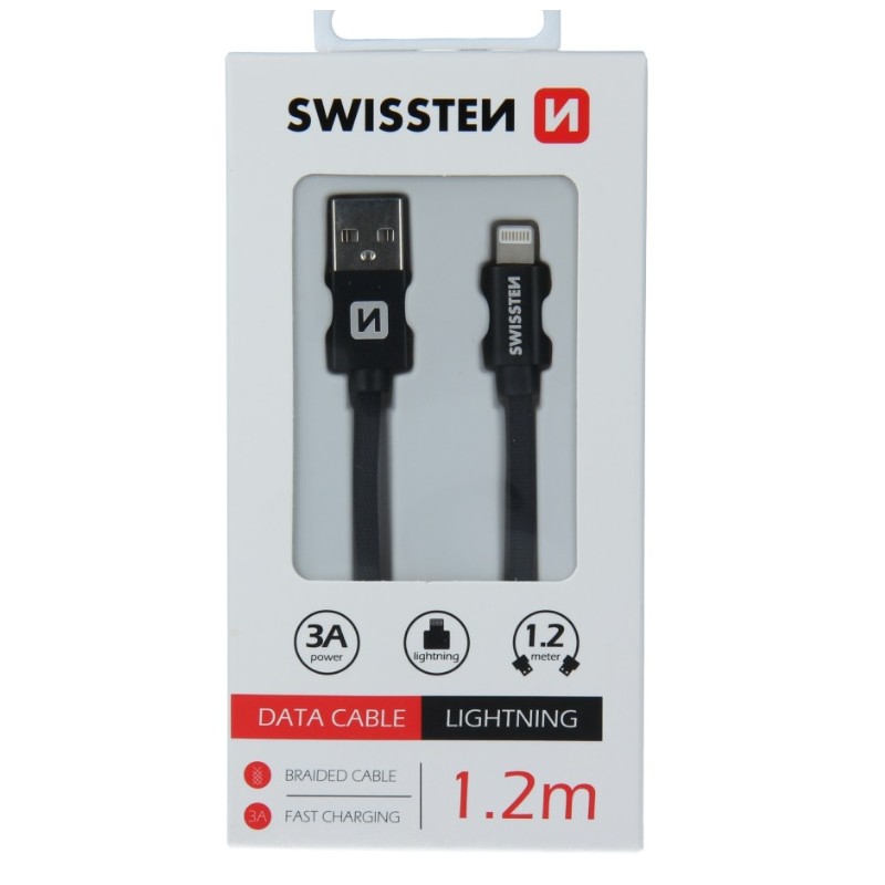 DATOVÝ KABEL SWISSTEN TEXTILE USB / LIGHTNING 1,2 M