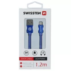 DATOVÝ KABEL SWISSTEN TEXTILE USB / LIGHTNING 1,2 M-Modrá