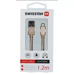 DATOVÝ KABEL SWISSTEN TEXTILE USB / LIGHTNING 1,2 M-Zlatá