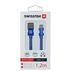 DATOVÝ KABEL SWISSTEN TEXTILE USB / USB-C 1,2 M-Modrá