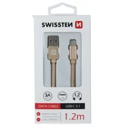 DATOVÝ KABEL SWISSTEN TEXTILE USB / USB-C 1,2 M-Zlatá
