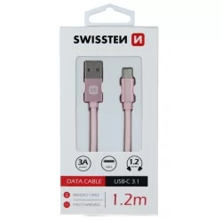 DATOVÝ KABEL SWISSTEN TEXTILE USB / USB-C 1,2 M-Růžová