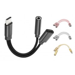 Adaptér na sluchátka | USB-C na  JACK 3,5mm a USB-C