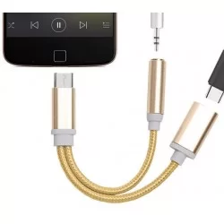Adaptér na sluchátka | USB-C na JACK 3,5mm a USB-C-Zlatá