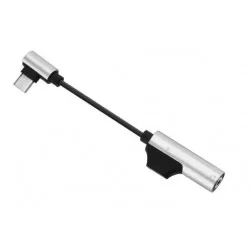 Adaptér na sluchátka | USB-C na 3,5mm Jack s USB-C-Stříbrná