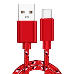 Pletený barevný 1m kabel USB-C-Červená