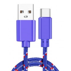 Pletený barevný 1m kabel USB-C-Fialová
