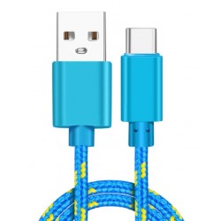 Pletený barevný 1m kabel USB-C-Modrá