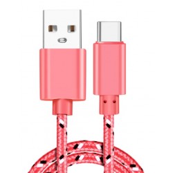 Pletený barevný 1m kabel USB-C-Světlá růžová