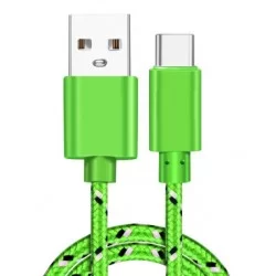 Pletený barevný 1m kabel USB-C-Zelená