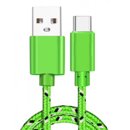 Pletený barevný 1m kabel USB-C-Zelená