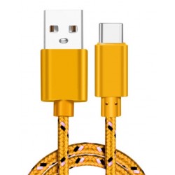 Pletený barevný 1m kabel USB-C-Žlutá