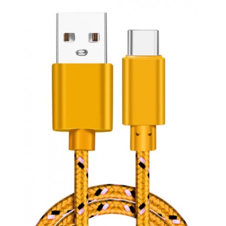 Pletený barevný 1m kabel USB-C-Žlutá