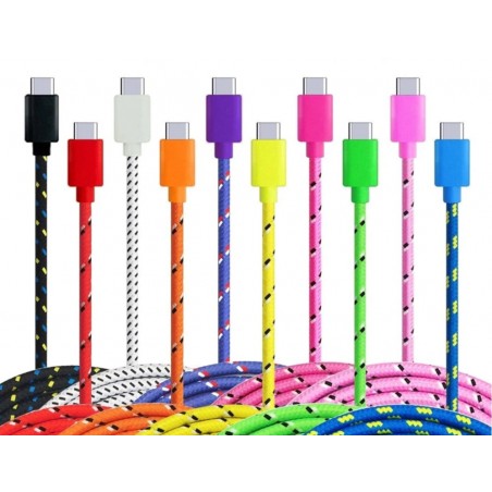 Pletený barevný 1m kabel USB-C