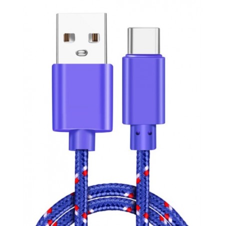 Pletený barevný 1m kabel micro USB-Fialová