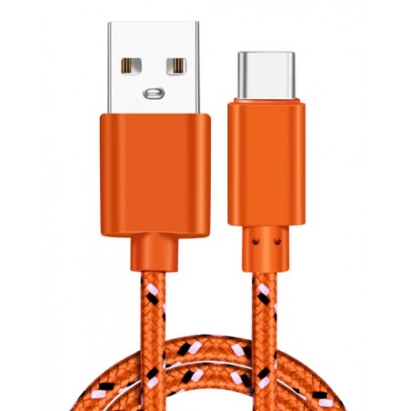 Pletený barevný 1m kabel micro USB-Oranžová