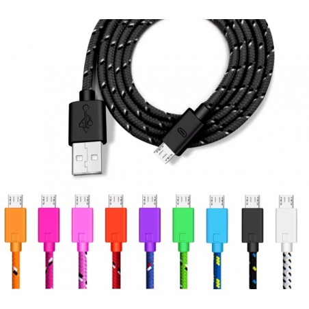 Pletený barevný 1m kabel micro USB