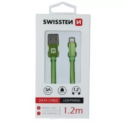 DATOVÝ KABEL SWISSTEN TEXTILE USB / LIGHTNING 1,2 M-Zelená