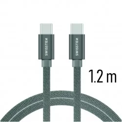 DATOVÝ KABEL SWISSTEN TEXTILE USB-C / USB-C 1,2 M-Šedá