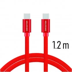 DATOVÝ KABEL SWISSTEN TEXTILE USB-C / USB-C 1,2 M-Červená