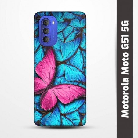 Obal na Motorola Moto G51 5G s potiskem-Modří motýli