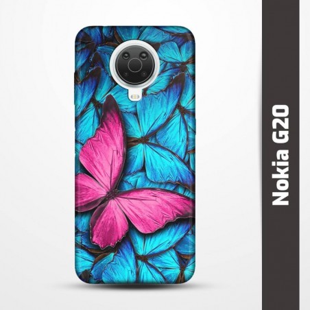 Pružný obal na Nokia G20 s motivem Modří motýli