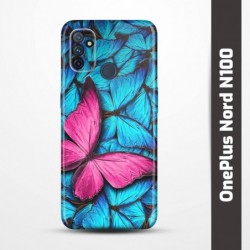 Pružný obal na OnePlus Nord N100 s motivem Modří motýli