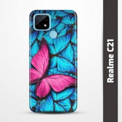 Pružný obal na Realme C21 s motivem Modří motýli