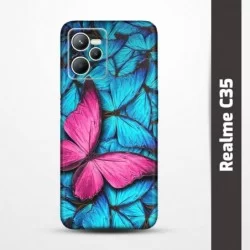 Pružný obal na Realme C35 s motivem Modří motýli