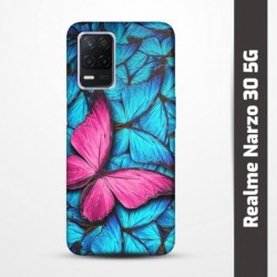 Pružný obal na Realme Narzo 30 5G s motivem Modří motýli