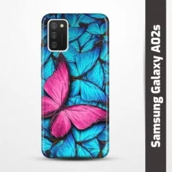 Pružný obal na Samsung Galaxy A02s s motivem Modří motýli