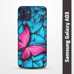 Pružný obal na Samsung Galaxy A03 s motivem Modří motýli