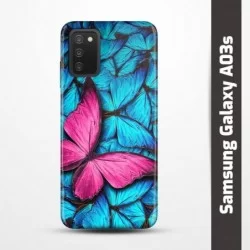 Pružný obal na Samsung Galaxy A03s s motivem Modří motýli