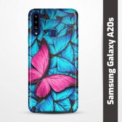Pružný obal na Samsung Galaxy A20s s motivem Modří motýli