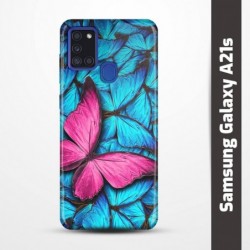 Pružný obal na Samsung Galaxy A21s s motivem Modří motýli